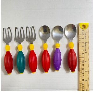 Gerber NUK Toddler Utensils Set 6pc Spoons Forks Chunky Easy Grip Handles Multi